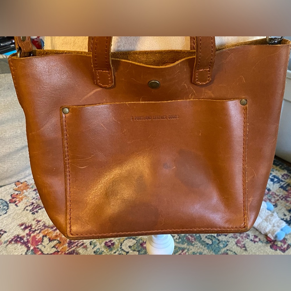 Portland Leather Brown Crossbody Mini Tote - Picture 4 of 5